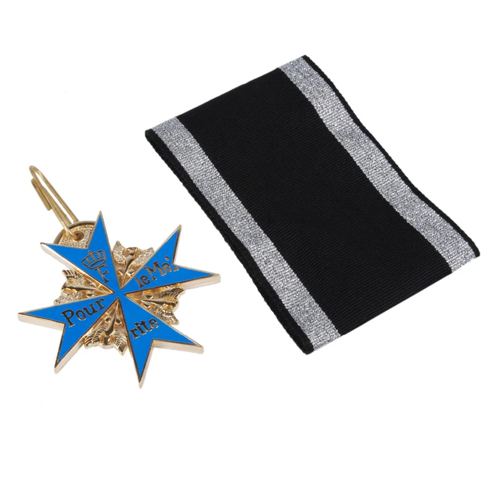 Медаль значок с лентой и коробкой в стиле немецкой армии WWI BLUE MAX-31936 |