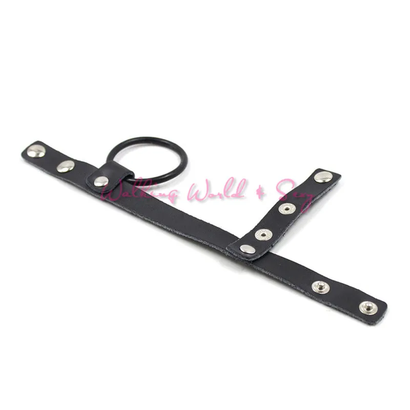 Регулируемое подлинное кожаное кольцо для члена с фиксированным шариком носилки