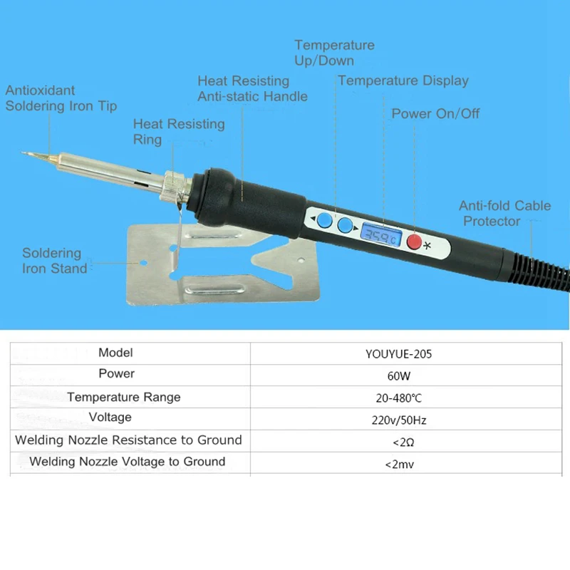 Портативный Антистатический паяльник с регулируемой температурой 220 В|soldering iron