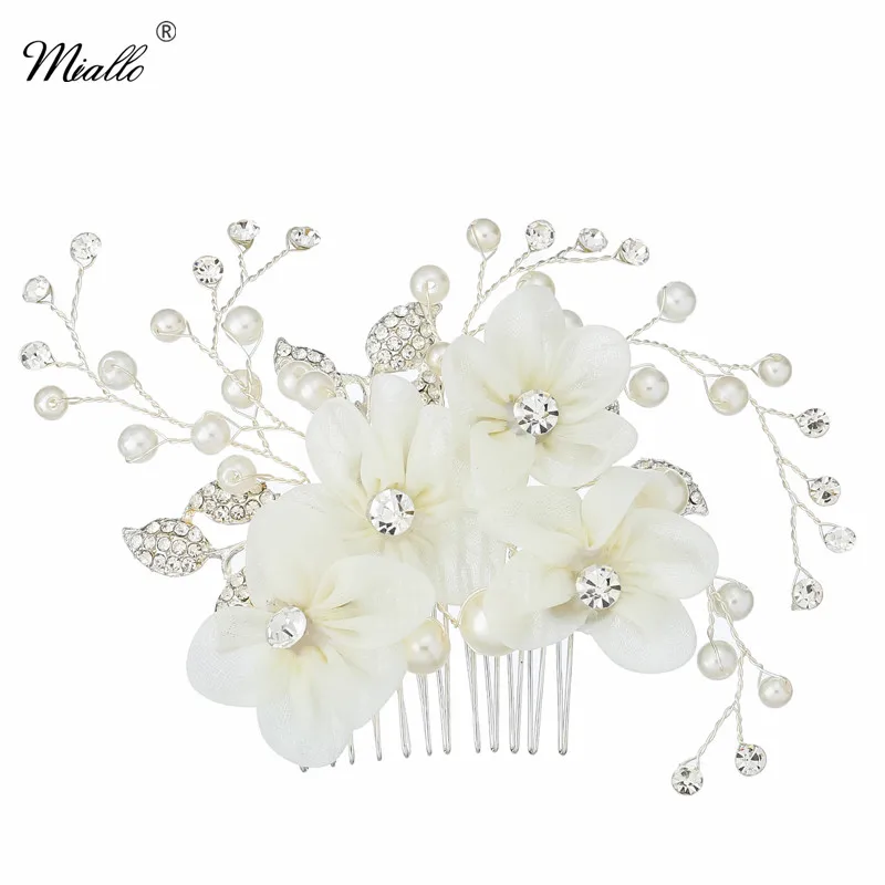 

Miallo Wedding Hair Combs for Women Accessories Ivory White Handmade Flower Pearl Bridal Hair Jewelry Party Bride Headpiece Gift
