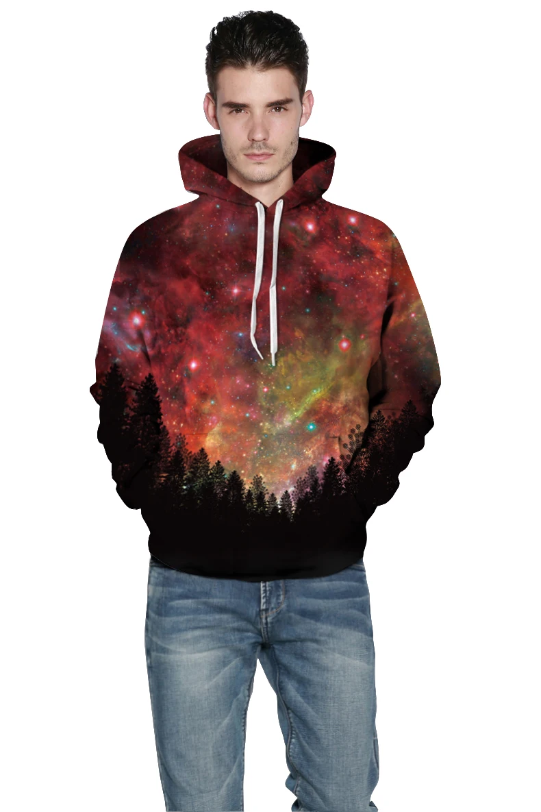 Miduo Galaxy толстовки мужские/женские 3d кофты цифровой печати лес с капюшоном бренд