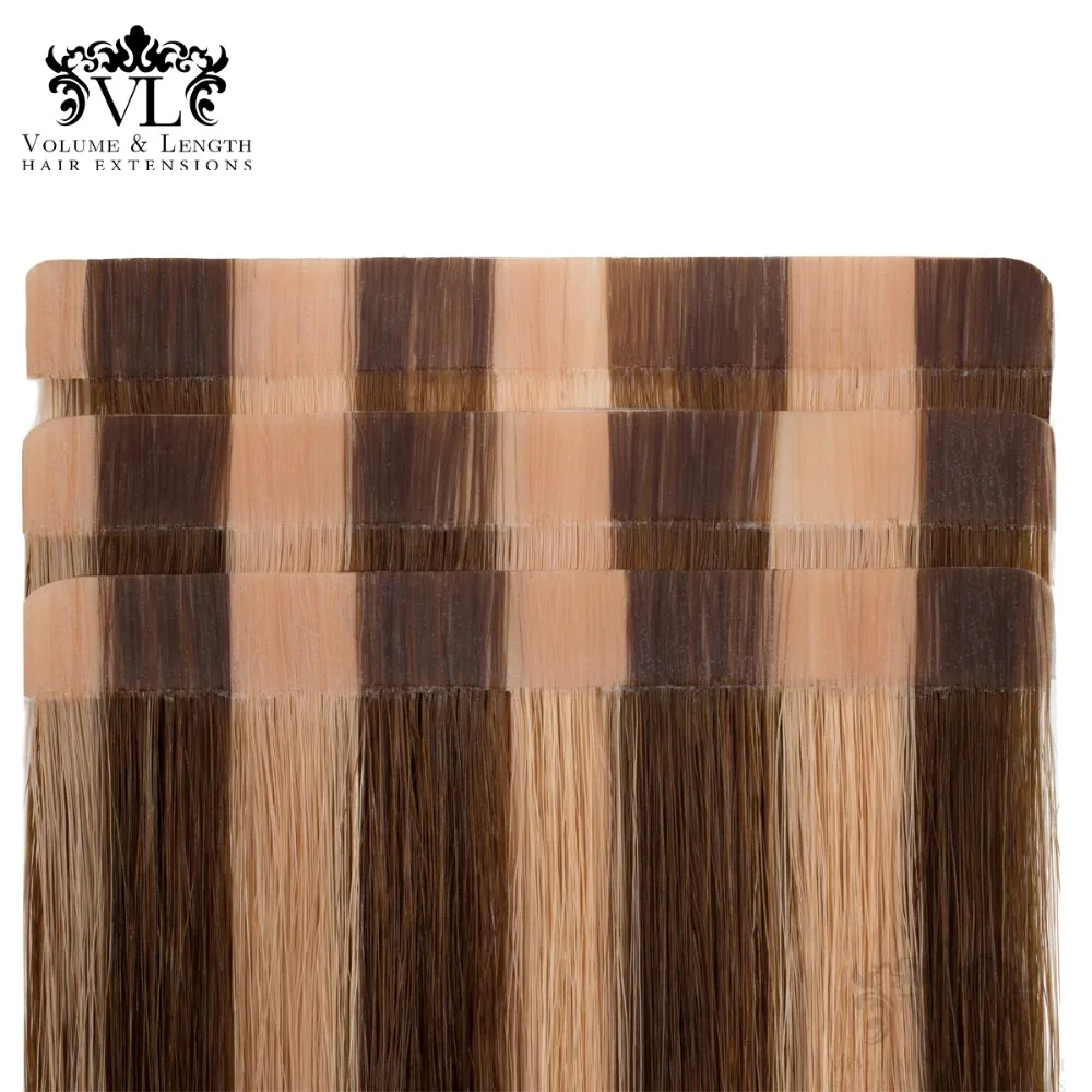 VL лента в Remy 100% человеческие волосы для наращивания прямые 50 г/упак. 18 ''лента
