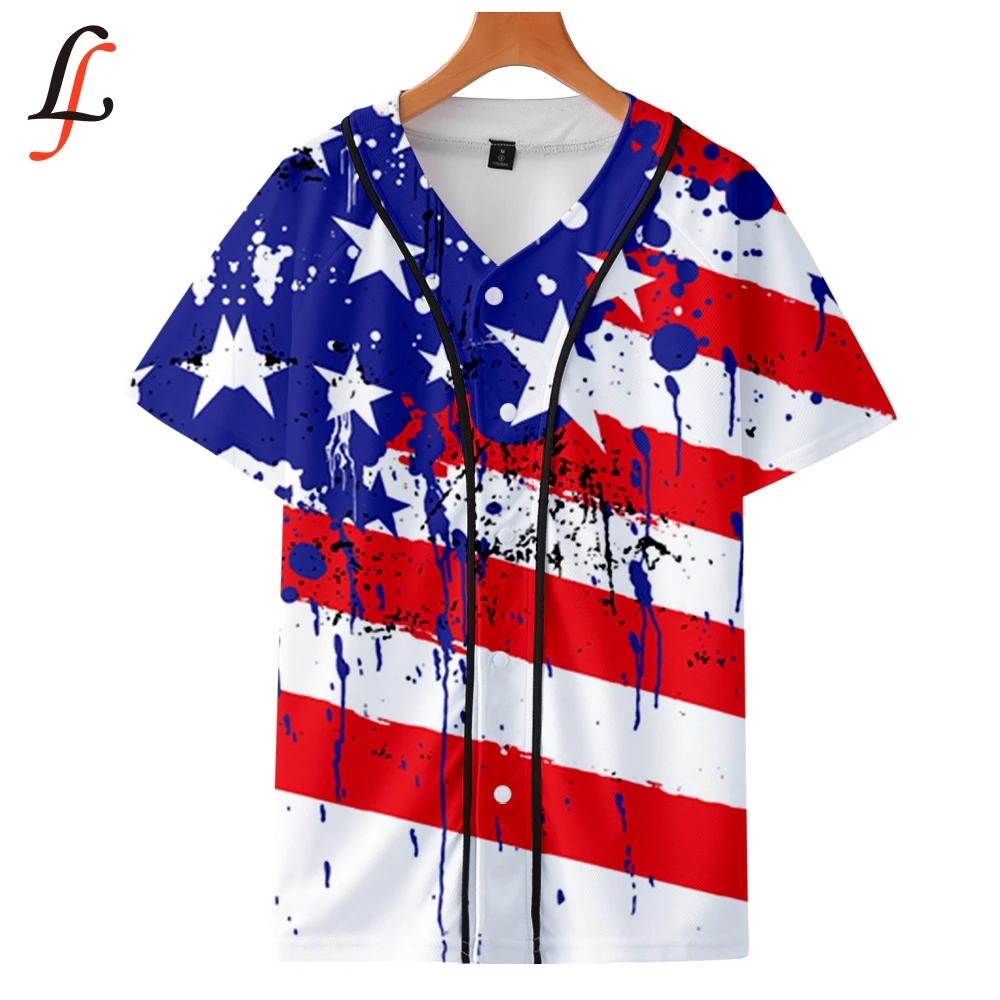 American Independence Day 3D Harajuku Baseball T-shirt Women/Men Summer Hot Sale Short Sleeve Clothes Popular | Женская одежда