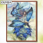 Алмазная 5D картина Бабочка Ouyijia, полноразмерная вышивка с изображением птицы, цветка, мозаика