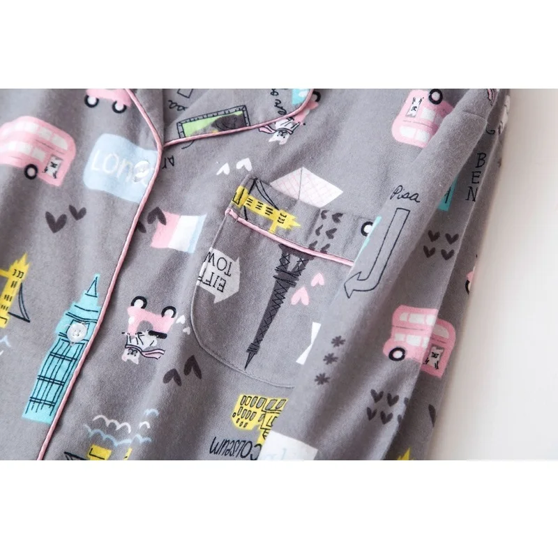 Cute cartoon cotton pyjamas women pajamas sets autumn elephants 99% Brushed sleepwear Floral prints pijamas mujer | Женская одежда