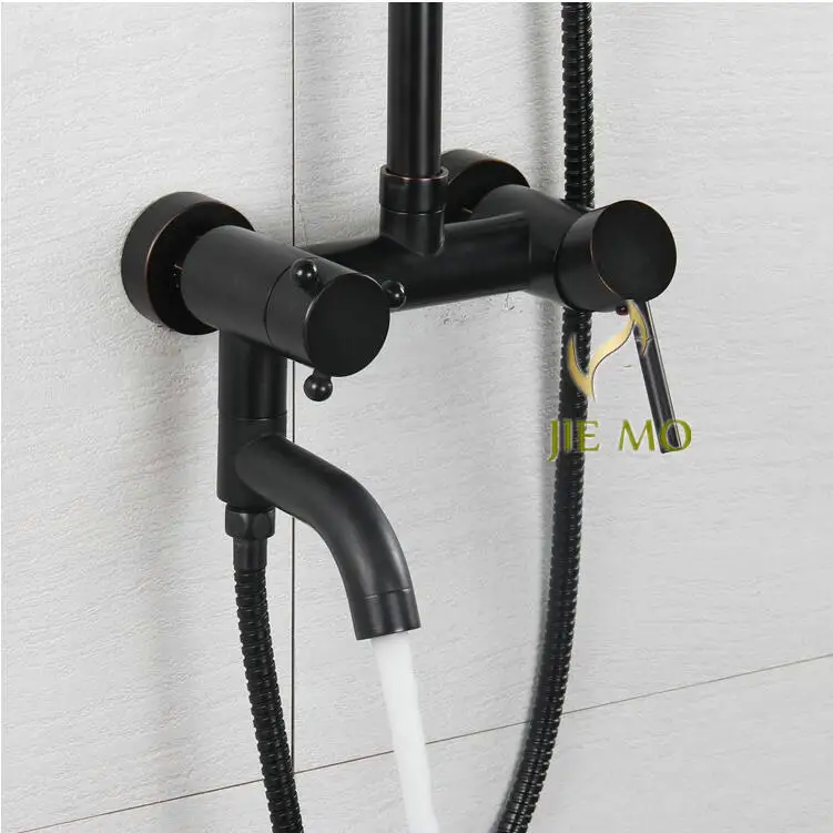 Латунный настенный смеситель с черной отделкой набор для душа Водопад Красивые
