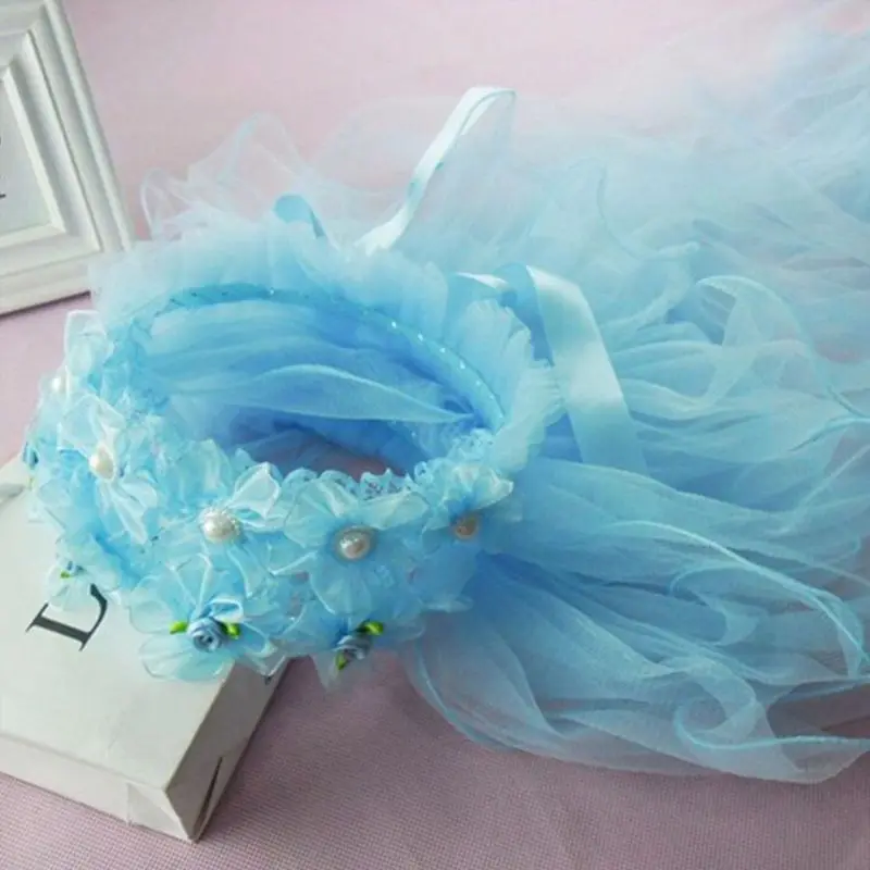 Детский Свадебный ободок для волос девочек кружевной Венок с цветами корона