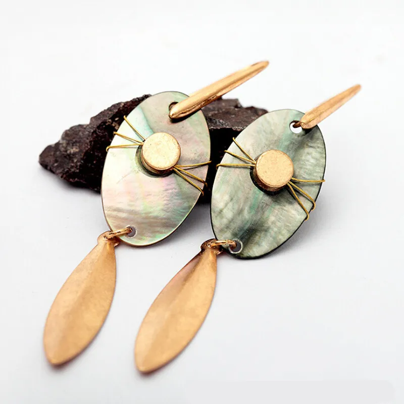 Женские серьги с подвеской в виде листа Yanting длинные ручной работы из натуральной