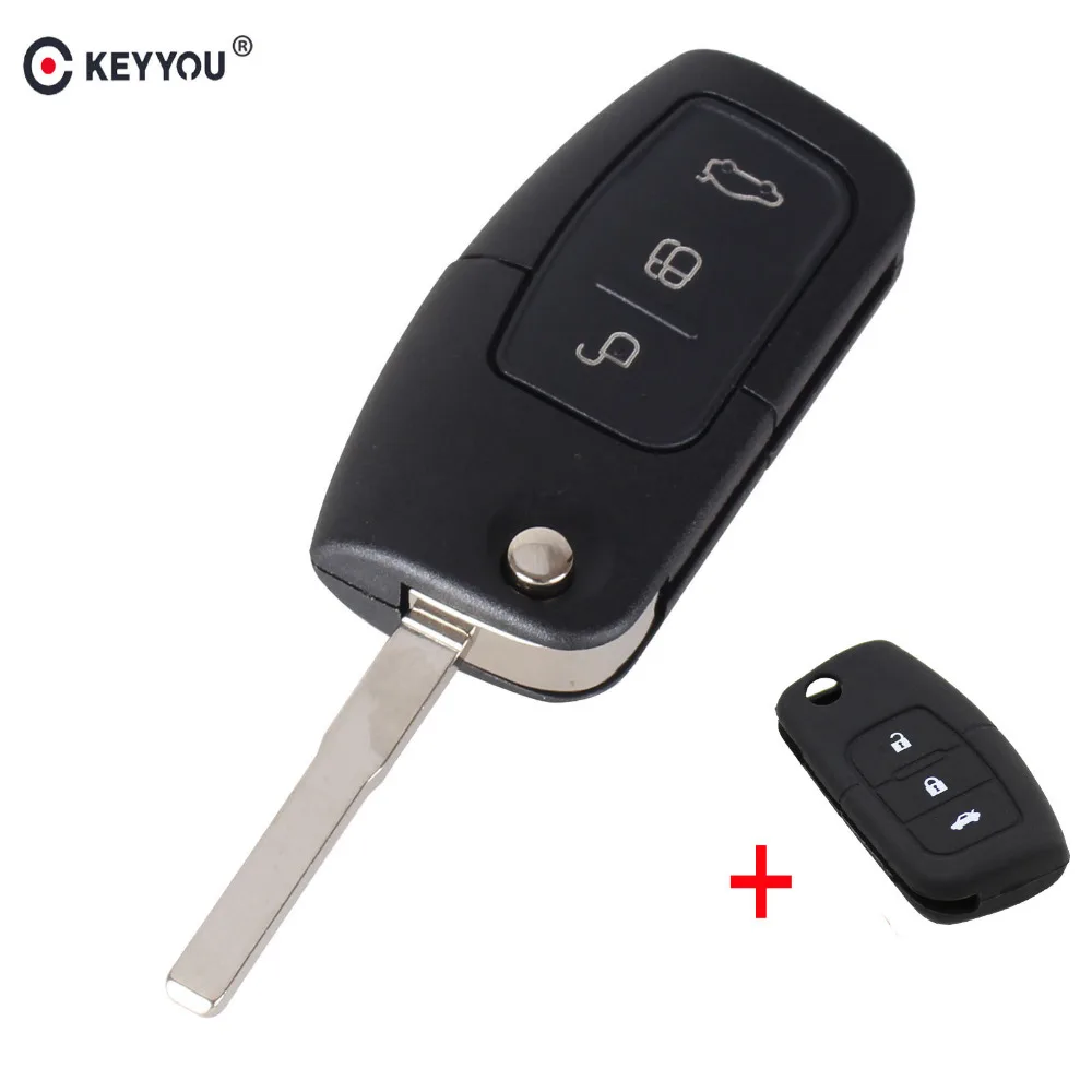 Складной модифицированный чехол KEYYOU с 3 кнопками для ключей от Ford Focus Fiesta C Max Ka +