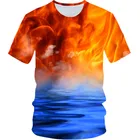 Летняя Детская 3D футболка для мальчиков и девочек, футболка с забавным принтом Красного огня и синего льда, воды, дракона, орла, детские модные футболки, 2021