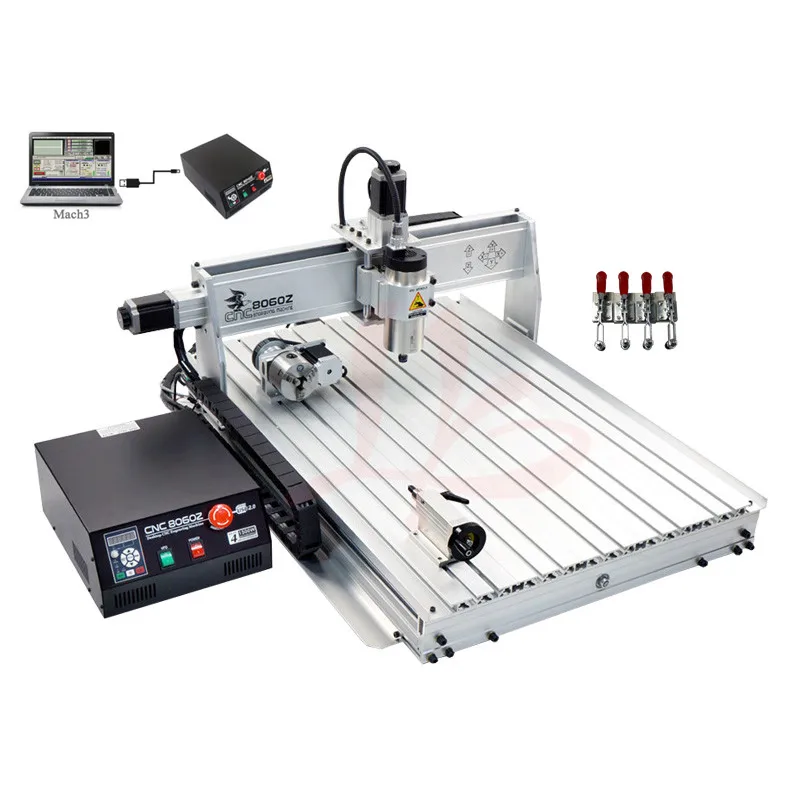 4 оси YOOCNC 8060Z гравировальный станок с ЧПУ 1500 Вт большая рекламная металлическая