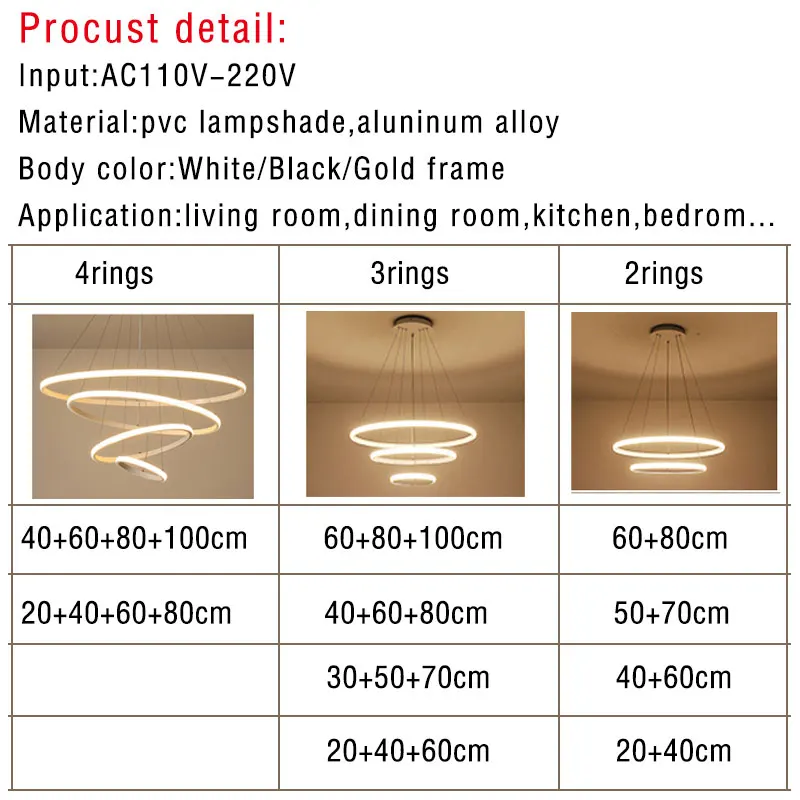 White&ampBlack Circle Pendant Light Led Modern Chandelier Lamp for Living room Bedroom Dining Kitchen Hanging Ceiling | Лампы и