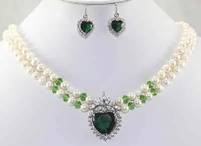 

Комплект из колье и серёг, 2 ряда, 7-8 мм
