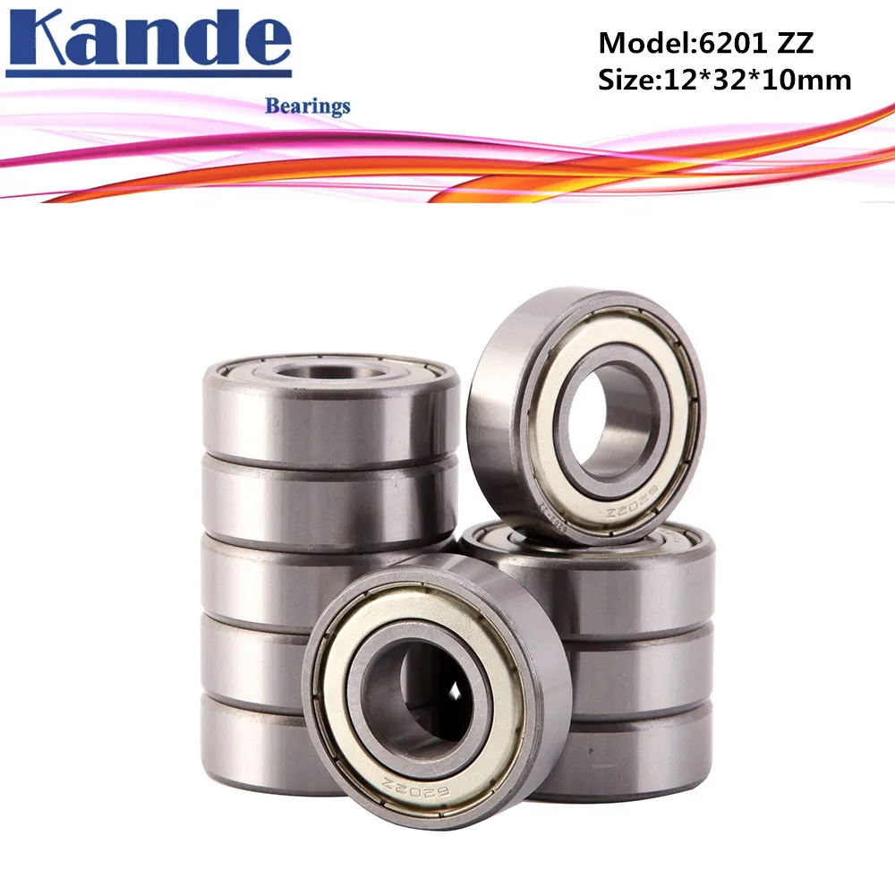 Kande 6201ZZ 10 шт. Однорядный шариковый подшипник с глубоким желобом 6201 2Z 12x32x10 мм