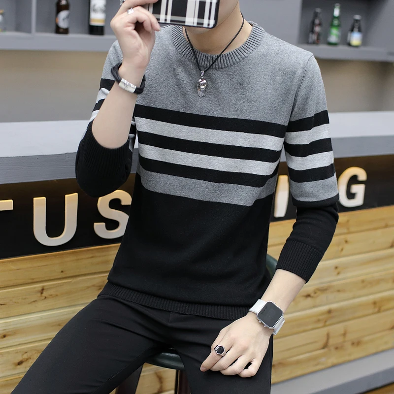 2019 осень и зима новый мужской свитер Мужская Круглый Воротник Разноцветные