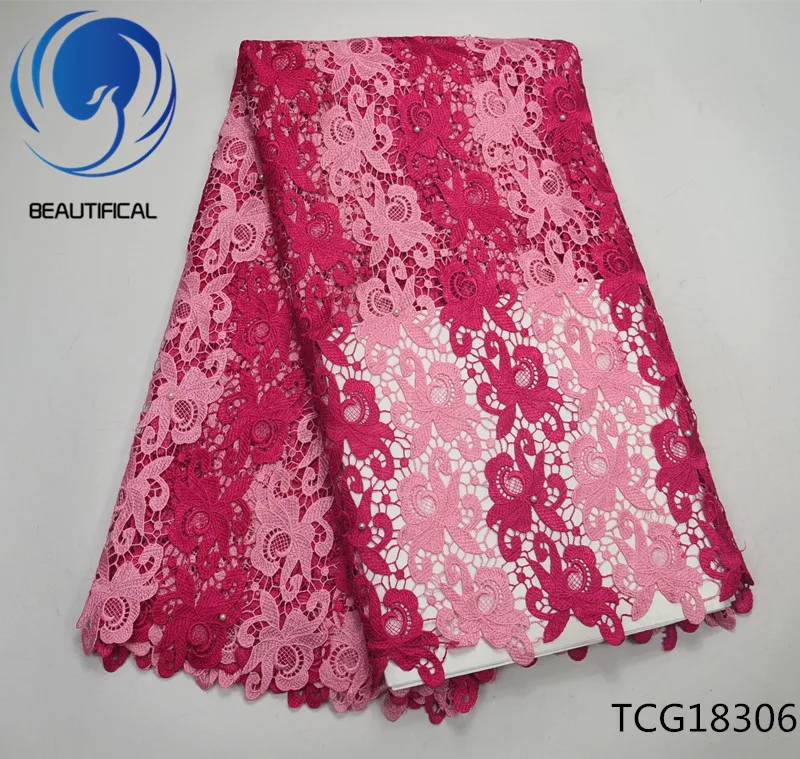 Beautifical Embroidery Cord lace guipure fabric New Arrival African water soluble for bridal clohes 5yards TCG183 | Дом и сад