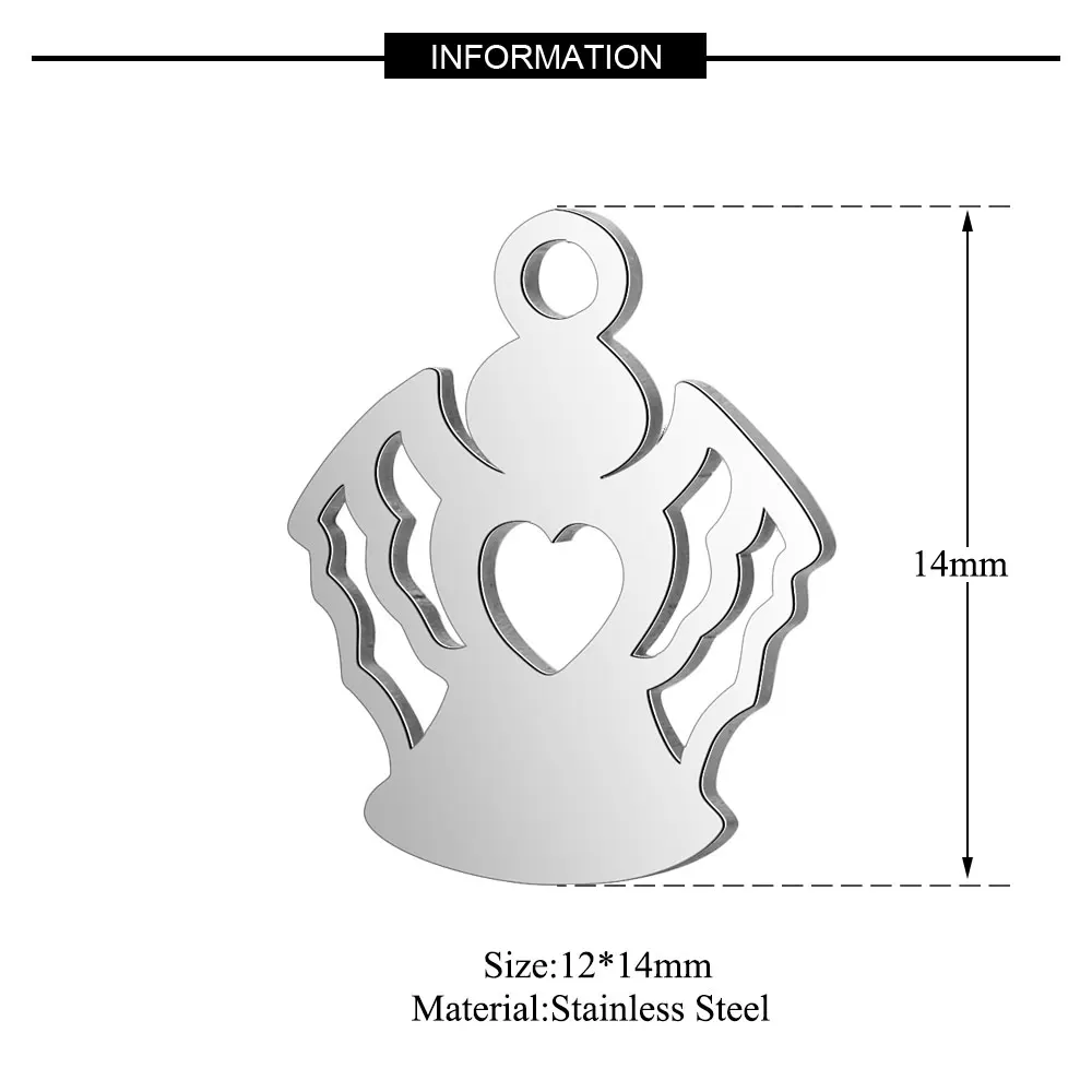 10 шт./лот благодатные моменты полированная кольцо из нержавеющей стали ангел с