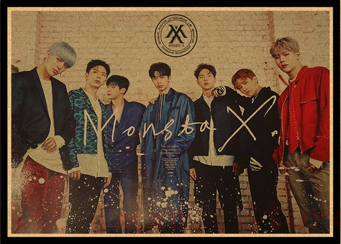 Постеры Monsta X настенные Стикеры принты из крафт бумаги украшение для дома высокой