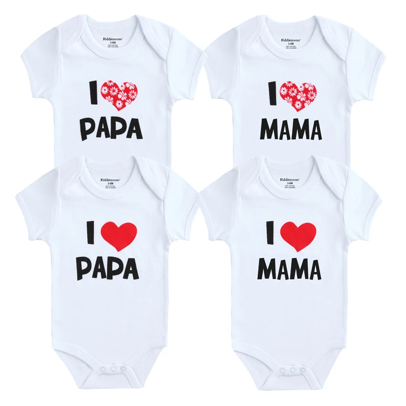 Комплект одежды для маленьких девочек комбинезоны с принтом I Love Papa Mama мальчиков