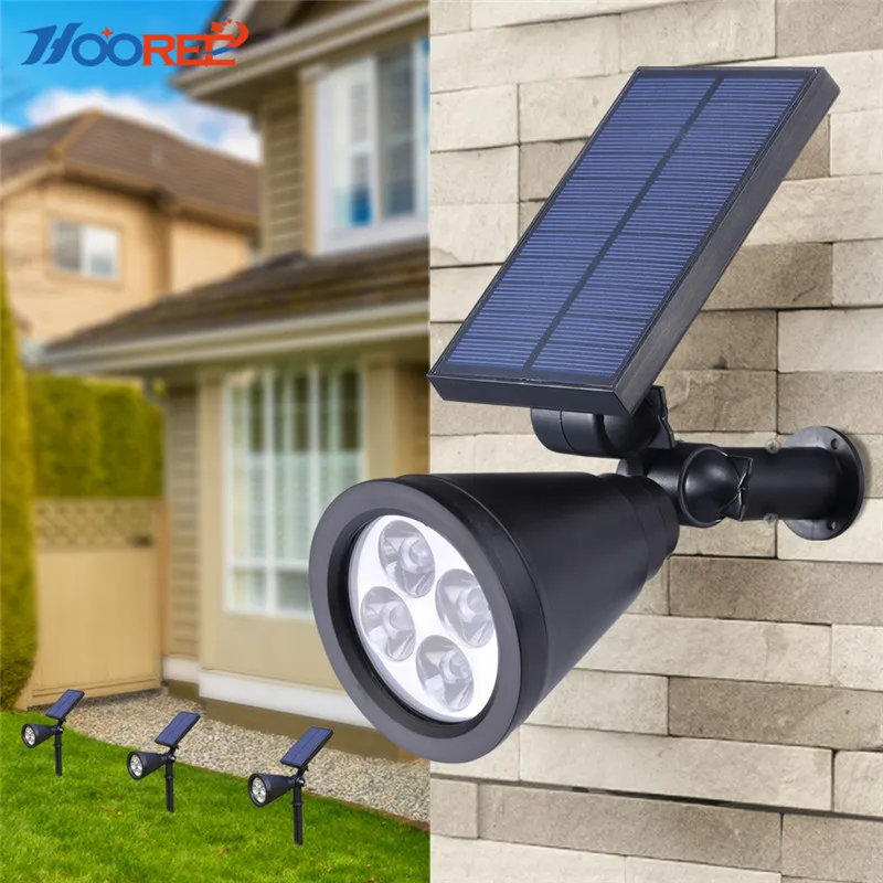 

HOOREE 4 LED Garden Solar Light Spotlight Waterproof IP65 Outdoor LED Solar Lamp Green Lighting Landscape Wall Light Lawn Light