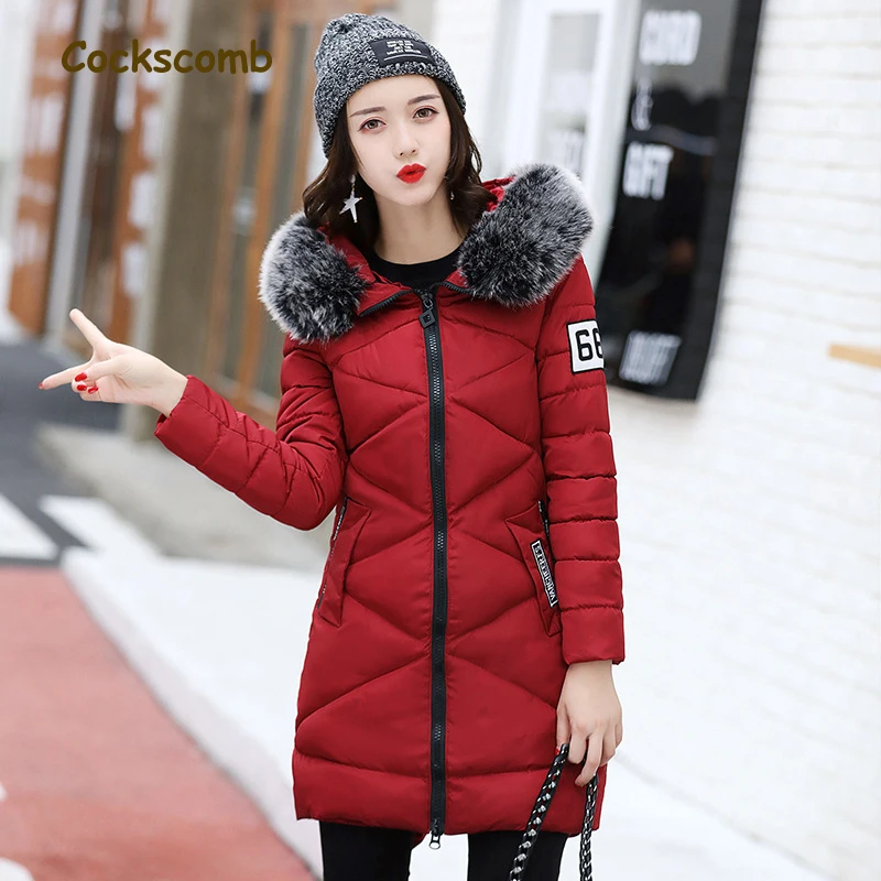 Женская хлопковая парка с капюшоном и воротником из искусственного меха|brand parka
