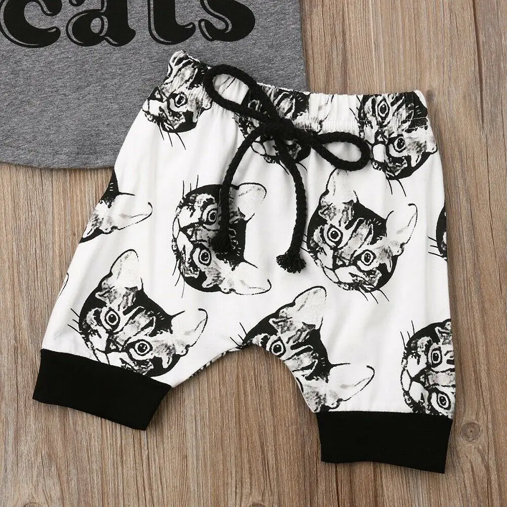 2019 Toddler Kids Infant Baby Boys Clothes Summer Outfit Sleeveless Cotton T-shirt Tank Tops+Short Pants 2pcs Set |