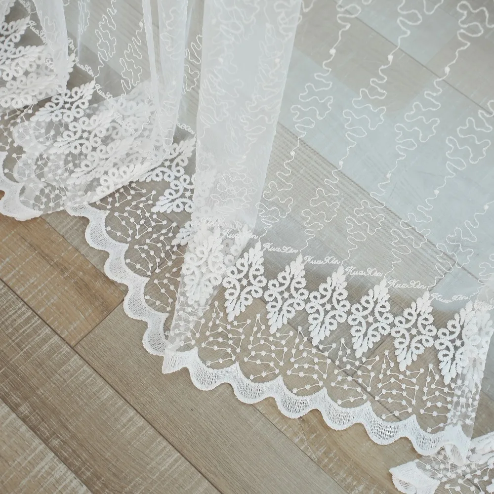 Dsinterior Белый цвет тюль сетка с вышивкой штор для окна гостиной или спальни | Дом и