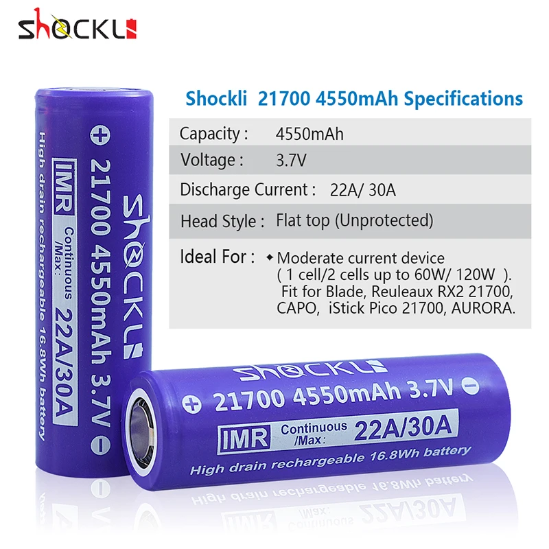 Оригинальный Shockli 21700 4550 mAh 3 7 V Li Ion аккумулятор сигареты е литиевая батарея