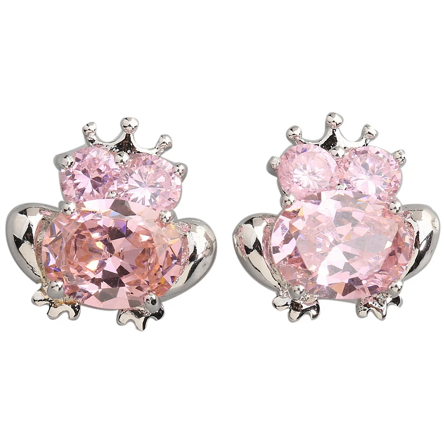 

Frog Prince Pink Kunzite 8*10mm Semi-precious Silver Cool For Womens Stud Earrings ED0084