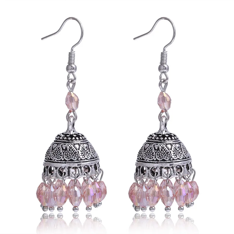 Винтажные этнические индийские серьги Jhumka Jhumki, резные серьги в виде лотоса ручной работы, традиционные колокольчики, висячие серьги, ювелирные изделия для женщин, индийские ювелирные изделия