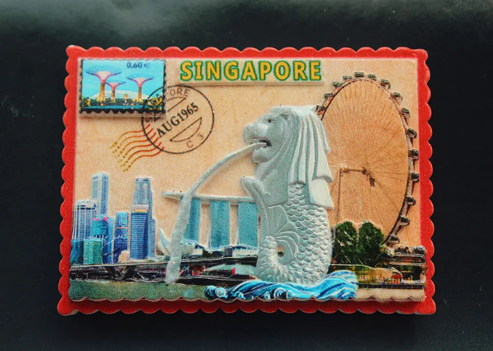 Сингапур Merlion Park туристический сувенир для путешествий 3D декоративный магнит