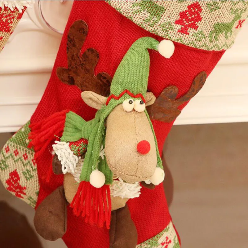 1pcs/lot Christmas Stockings Candy Holders Gift Bags Elk Dolls Hangings Drop Ornaments Festival Supplies For Home Decoration | Дом и сад