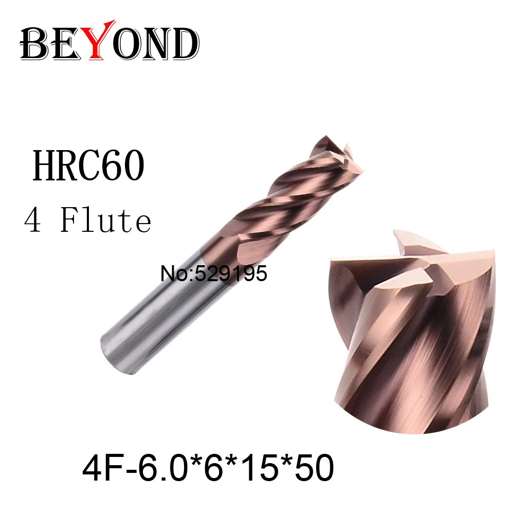 

4f-6.0*6*15*50,hrc60,material Carbide Square Flatted End Mill four 4 flute 6mm coating nano use for High-speed milling machine
