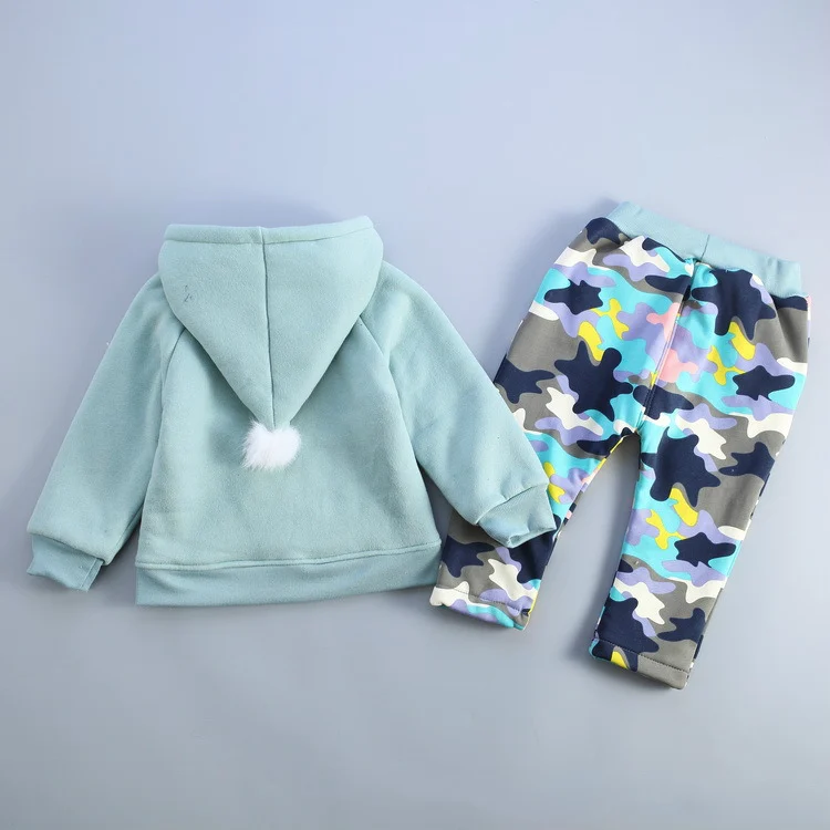 Children Boys Girls Set Winter New Fashion Kids Thickening Warm Hoodies + Pant Two-piece Casual Sport Suits Clothing | Детская одежда и