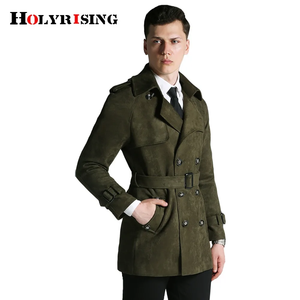 Holyrising мужской короткий Тренч куртка Мужская из искусственной замши приталенная