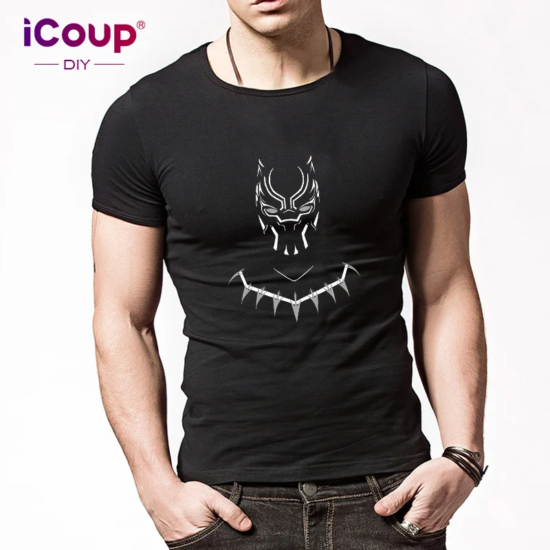 2018 iCoup круглый воротник с короткими рукавами хлопковая футболка Черная