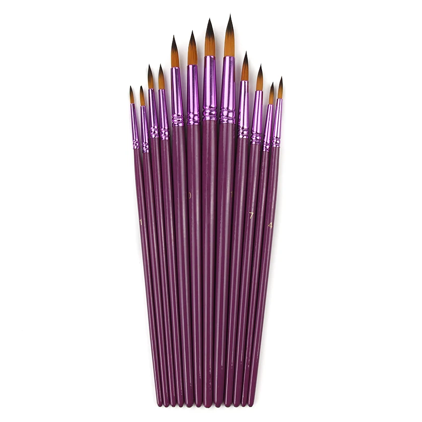 Набор кистей из нейлона для рисования акварелью 12 шт./лот|paint brush set|hair paint brushpaint |