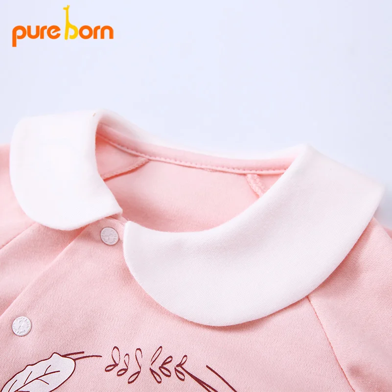 Pureborn/комбинезон для новорожденных Одежда маленьких мальчиков Хлопковая пижама с