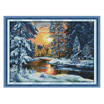 Joy Sunday китайский Счетный крест diy закат снег DMC14CT11CTcottonfabric гостиная столовая ресторан отель живопись - Цвет: XF686