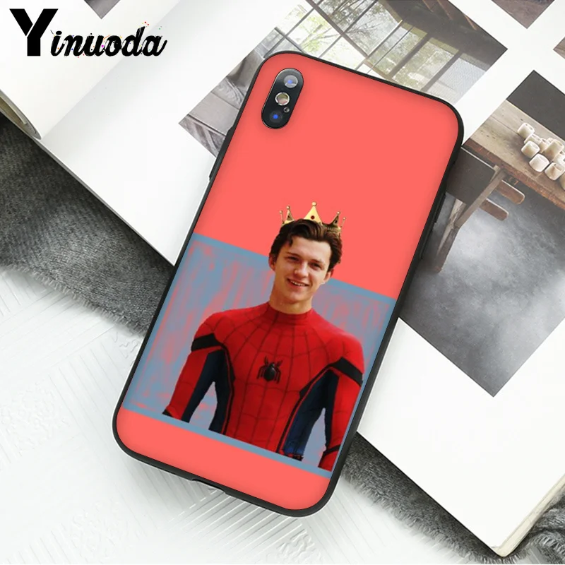 Yinuoda Marvel Hero Человек-паук том Холланд черный чехол для телефона для iPhone 6S 6plus 7plus 8 8Plus X Xs MAX 5 5S XR