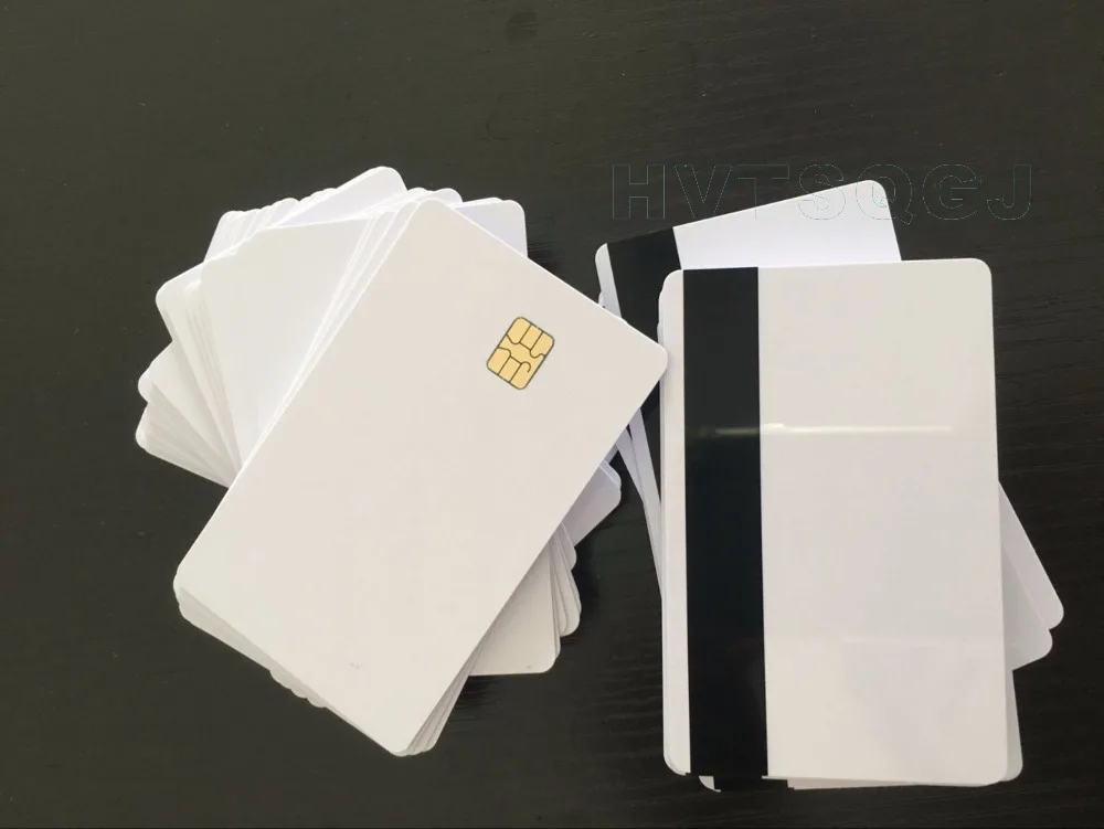 

200PCS White SLE4442 Small Chip w/ 3track Hi CO Magnetic Stripe Smart Chip IC Card -PVC Material For Access control System