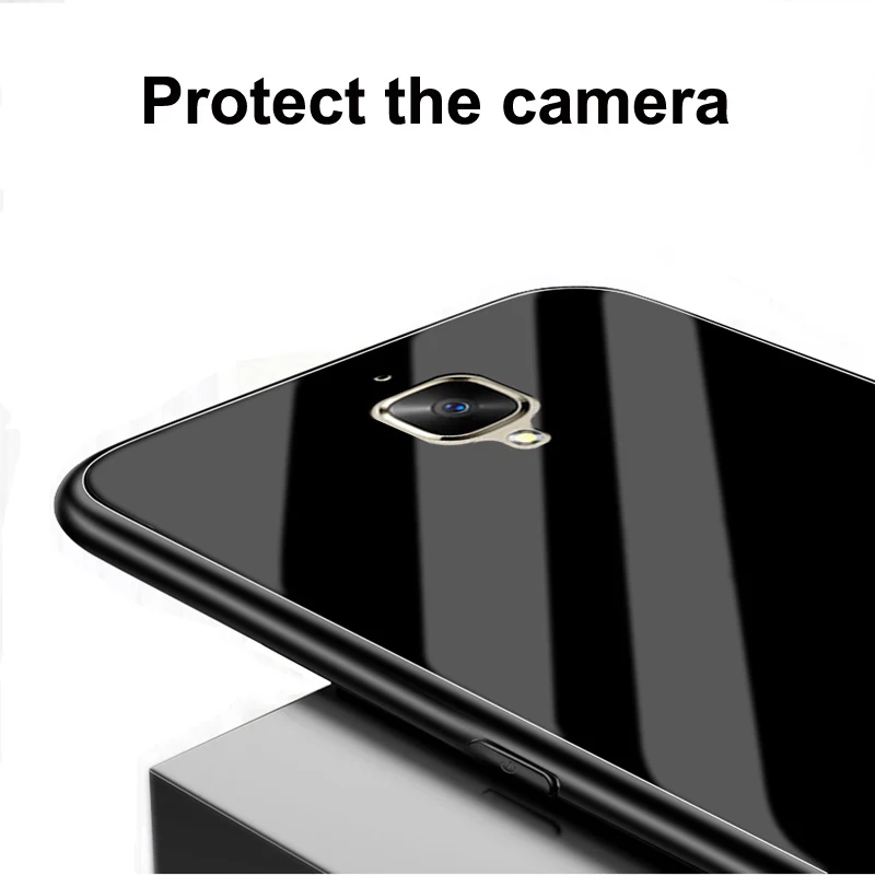 Одноцветное Стекло для Oneplus 3 чехол для Oneplus A3000 телефон случаях градиент закаленное стекло основа Oneplus3 случае 1+ 3 задняя крышка shell