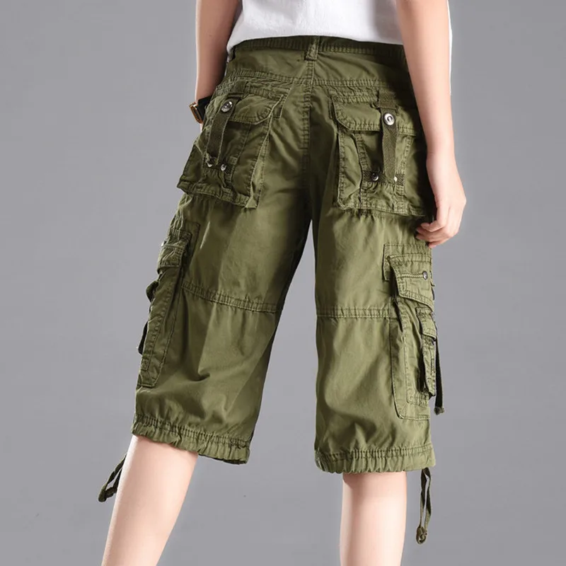 Женские повседневные шорты карго однотонные свободные до колен со средней