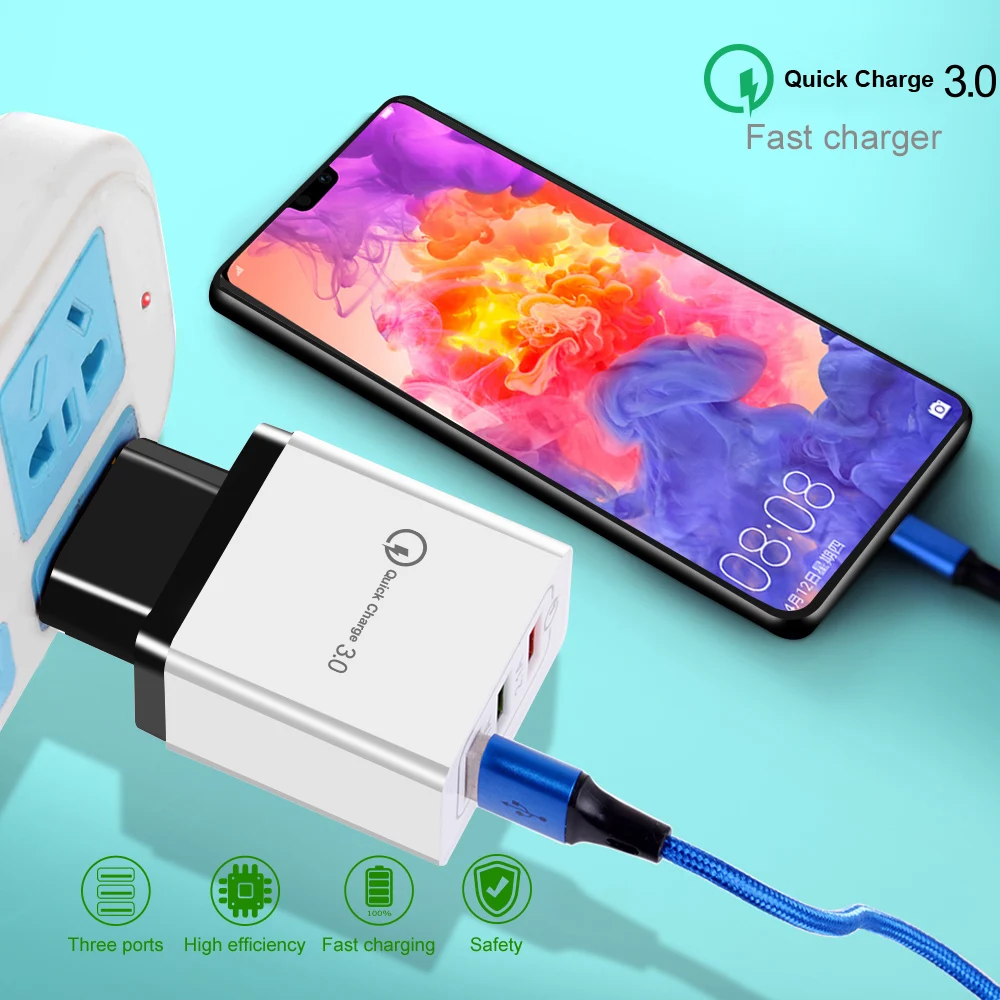 Олаф Быстрая зарядка 3,0 настенное зарядное устройство 3USB Быстрая Зарядка адаптер для iPhone 7 8 X samsung Galaxy S10 S10e S9 S8 Plus S7 S6 зарядное устройство
