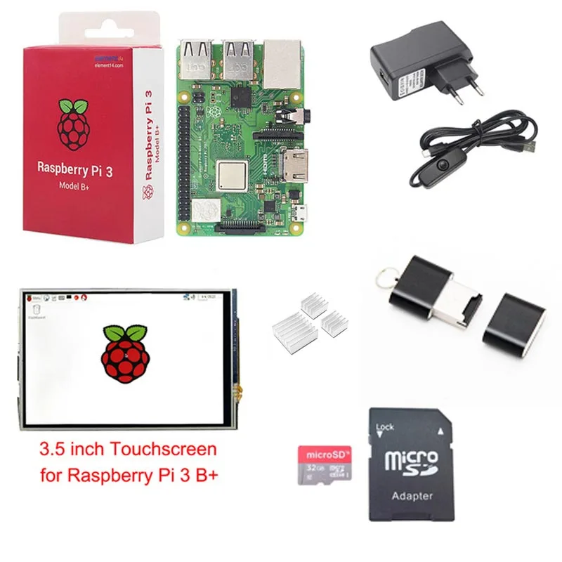 Raspberry Pi 3 Model B + стартовый комплект 5 дюймовый ЖК-дисплей с сенсорным экраном чехол