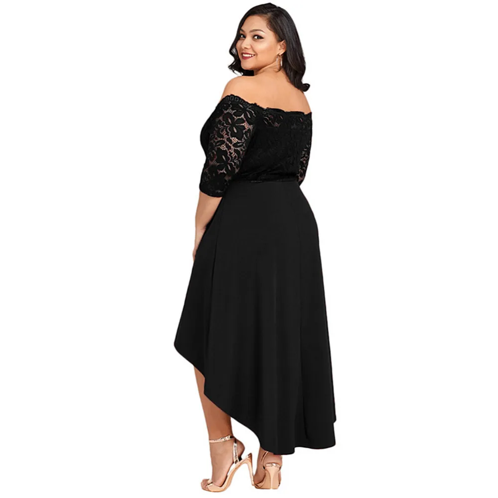 Женское платье с открытыми плечами Romacci вечерние платья кружевным вырезом 4XL 5XL