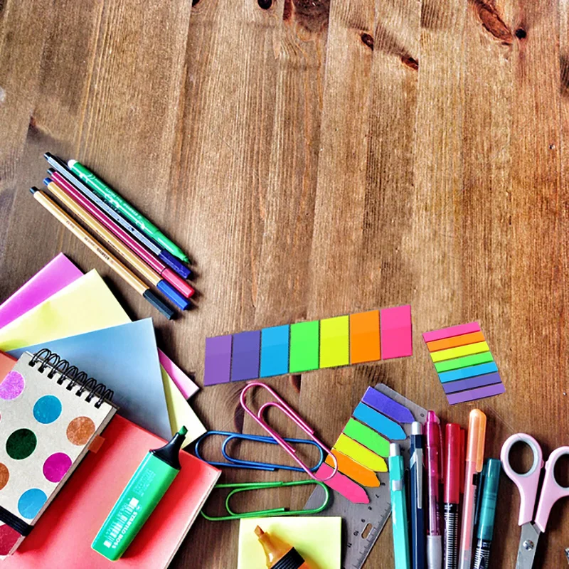 Неоновые маркеры для страниц 6 комплектов цветные индексные язычки флаги радуга