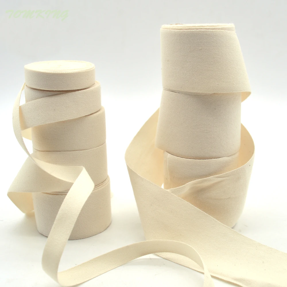 Новинка Высококачественная однотонная лента из 100% хлопка натурального цвета