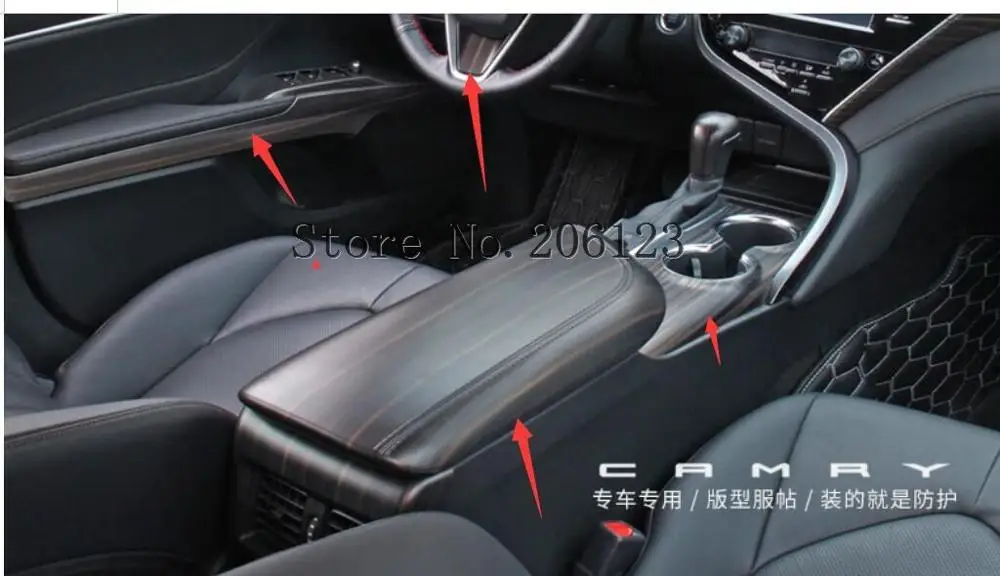 Аксессуары подходят для Toyota Camry 2018 2019 черная центральная консоль подлокотник
