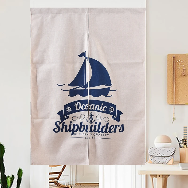 Новый Средиземноморский Морской льняной кухонный занавес для двери морской пляж